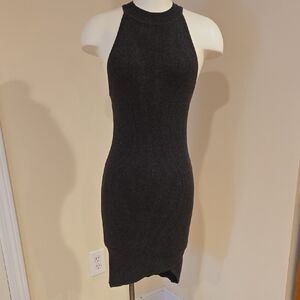 Lulu's Dark Gray Ribbed Mini Dress